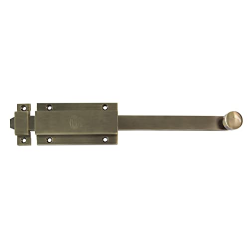 Amig - Türriegel aus Messing | Bolzenriegel Mod. 3700 | Türschloss in Leder | Torschlossriegel Türschieber | Maße: 500 x 48 | Aufschraubschloss | Geeignet für Türen von Amig