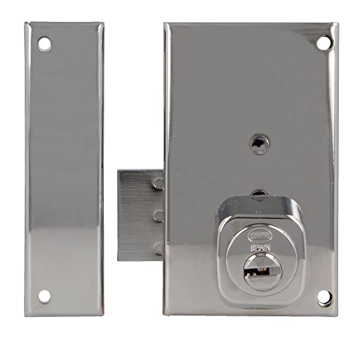 Amig - Überfüllschloss links mit Hebel und Zunge für Holztüren Mod. 75P | 67 x 112 mm | Sicherheits-Rundzylinder | Silber Stahl Amig - Überfüllschloss links mit Hebel und Zunge für Holztüren Mod. 75P | 67 x 112 mm | Sicherheits-Rundzylinder | Silber Stahl von Amig