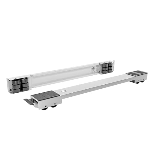 Amig - Basis für Waschmaschine, 2 Rollfüße aus Stahl, Plattform mit 24 Rollen, Möbelfuß für eine maximale Belastung von 125 kg, Verlängerung 44-70 cm, Weiß von Amig