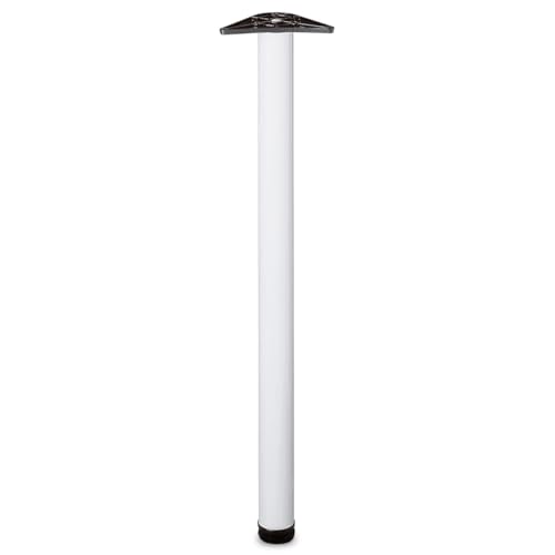 Amig - Weiß Verstellbarer Stahlfuß Mod. 1 für Schreibtisch, Büro, Küche oder Esszimmer höhenverstellbar 10 mm | Messungen: 710 x 60 x 1,2 mm | Belastungsfestigkeit 15 kg pro Fuß von Amig
