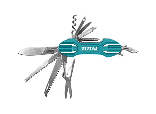Total Tools - Mehrzweckmesser | Maße 95 mm | Mit 15 verschiedenen Funktionen | Enthält Feile, Schraubendreher, Korkenzieher, Schere und mehr | Um verschiedene Aufgaben auszuführen | Türkis von Total Tools