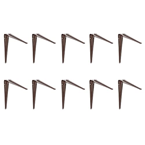 Amig - 10er Set Regalwinkel Edelstahl Mod. 1 | 10 Stuck Metallwinkel für Regale | Regalhalterung | Farbe: Braun | Maße: 400 x 350 mm | Empfohlenes max Gewicht: 40 kg von Amig