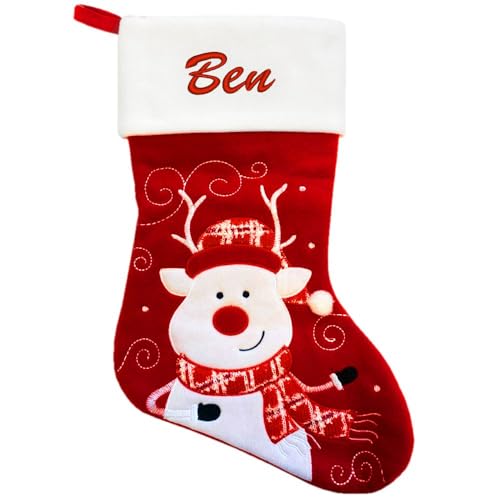 Amikado Roter Weihnachtsstiefel mit Namensstickerei - Motiv Rentier Amikado Roter Weihnachtsstiefel mit Namensstickerei - Motiv Rentier von Amikado