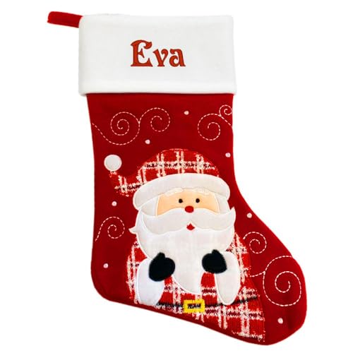 Amikado Roter Weihnachtsstiefel mit Namensstickerei - Motiv Weihnachtsmann Amikado Roter Weihnachtsstiefel mit Namensstickerei - Motiv Weihnachtsmann von Amikado