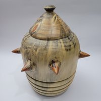 Araucaria Holz Urne Mit Rötlichen Vorwölbungen - Handgefertigte Andenken Gedenk Aufbewahrungsschale Einzigartige Holzurne Für Asche 2800Ml von AmikamWoodArt