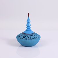 Sapota Holzschale Mit Spitzenpiercing Bemalt in Kristallinem Hellblau von AmikamWoodArt