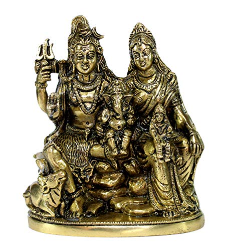 Amilav Collections Shiv Pariwar Shiv Pariwar – Shiv Parvati Shiva Bholenath Shankar Parvati Ganesha Nandi Murti Idol Statue Moorti – 15,2 cm (1 Stück) von Amilav Collections