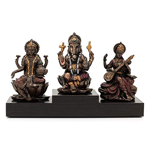 Amilav Collections - Göttin Laxmi Ganesha Saraswati Idol Murti Lakshmi Ganesha Idols Schaustück Statue für Home Office Erfolg Tempel Pooja Raumeingang Dekor Diwali Dekorationsartikel (1 Stück) von Amilav Collections