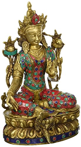 Amilav Collections Große Messing-Buddha-Statue, Tara, Buddhistva, Skulptur, buddhistische Dekoration, 30,5 cm von Amilav Collections