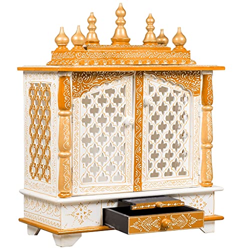 Amilav Collections Handbemalter hölzerner Heimtempel | Mandir für Zuhause, Büro und Geschenk | Pooja Mandir mit Tür | Home Mandapam für Pooja religiös (1 Stück) von Amilav Collections