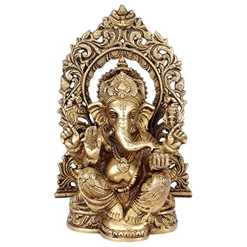 Amilav Collections Messing Ganesh Idol Statue Elefant Murti Gott Ganesha Vinayak Ganpati sitzende Skulptur Bhagwan Eingang Home Warming Vastu Decor Höhe 19,1 cm, Idol (1 Stück) von Amilav Collections