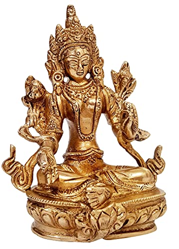 Amilav Collections Messingstatue grüne Tara, weiblicher Bodhisattva: tibetisch-buddhistische Göttin (11428) von Amilav Collections