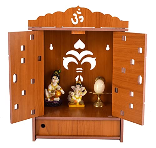 Amilav Collections Pooja Mandir für Zuhause Wandbehang MDF Holztempel mit Tür (Orange) von Amilav Collections