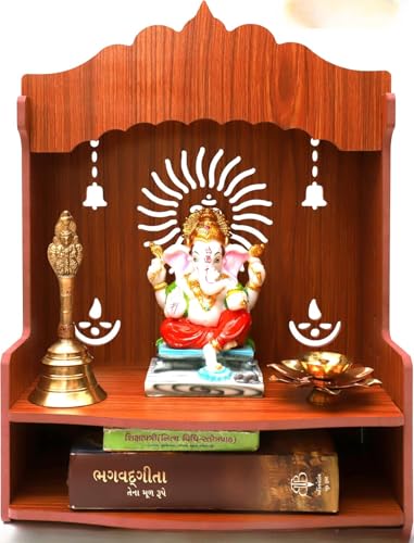 Amilav Collections Schöner MDF-Holztempel/Pooja Mandir für Zuhause und Büro/Wandmontierter Tempel/Puja-Ständer (8 mm Sperrholzdicke) (Wdn Ombell) von Amilav Collections
