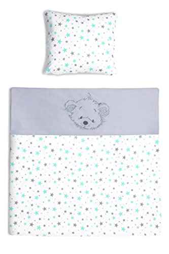 Amilian Kinderbettwäsche 80x80 Baby Bettwäsche Set mit Stickerei Größe Babybettwäsche 80x80 mit Kissenbezug 35x40 100% Baumwolle Kinderwagen Jungen Mädchen Bettwaesche von Amilian