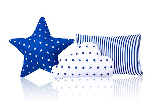 Amilian 3 Pack Wohnzimmer Deko Kissen Sofa Kissen Stern, Wolke, Zierkissen, Sternkissen Baby Dekokissen mit Füllung für Schlafzimmer Jungen Deko Kinderzimmer Mädchen Kuschelkissen Kinder von Amilian