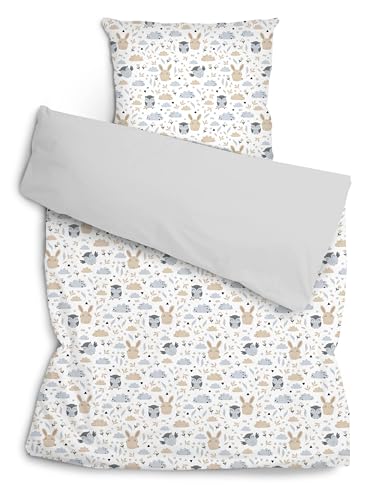 Amilian Bettwäsche Set 2-teilig 135x200 cm + 80x80 cm - 100% Baumwolle, weich, pflegeleicht, für Kinder; Jugendliche; Erwachsene - modernes Design - Lichtung grau Amilian Bettwäsche Set 2-teilig 135x200 cm + 80x80 cm - 100% Baumwolle, weich, pflegeleicht, für Kinder; Jugendliche; Erwachsene - modernes Design - Lichtung grau von Amilian