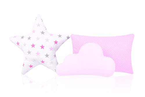 Amilian 3 Pack Wohnzimmer Deko Kissen Sofa Kissen Stern, Wolke, Zierkissen, Sternkissen Baby Dekokissen mit Füllung für Schlafzimmer Jungen Deko Kinderzimmer Mädchen Kuschelkissen Kinder von Amilian