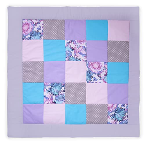 Amilian Krabbeldecke Patchworkdecke Krabbelmatte Spieldecke Laufgittereinlage Matte Decke Kuscheldecke Spielmatte als Geschenk für Baby, Kinder; Erstausstattung; Patchwork: 145x145 cm von Amilian