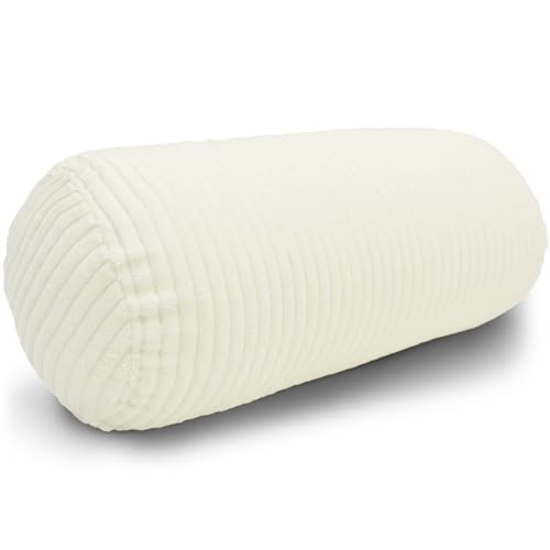 Amilian Nackenrolle mit Bezug 40x15 cm – Cord Kissen mit Füllung – Waschbar – Für Erwachsene & Kinder – Ideal für Nacken (Lichtblüte, 40 x 15 cm) von Amilian