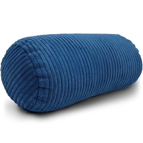 Amilian Nackenrolle mit Bezug 40x15 cm – Cord Kissen mit Füllung – Waschbar – Für Erwachsene & Kinder – Ideal für Nacken (Mitternachtsblau, 40 x 15 cm) von Amilian