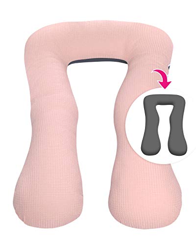 Amilian Schwangerschaftskissen zum Schlafen Lagerungskissen Seitenschläferkissen Ink.Bezug Erwachsene Baby Bed universell groß TYP A Pregnancy Pillow bodypillow Rosa Anthrazit von Amilian