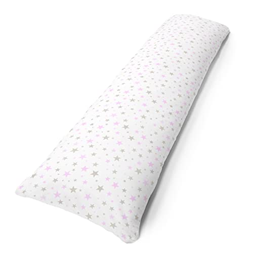 Amilian Seitenschläferkissen inkl. Füllung und Bezug: 150cm x 40cm, Stillkissen, Schwangerschaftskissen, Lagerungskissen Baby und Erwachsene, Pregnancy Pillow: Sternchen Klein Rosa von Amilian