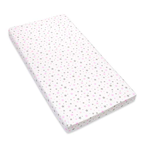 Amilian Spannbettlaken Spannbetttuch für Babybett Kinderbett 60x120 cm, 70x140 cm, 100% Baumwolle, fürs Baby, Baby Bettwäsche Größe: 140x70 cm, Muster: Sternchen KLEIN Rosa von Amilian