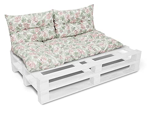 Amilian Palettenkissen Set 1x 120x80 cm+ 2X 40x60 cm- Auflagen, Kissen & Polster, Ideal für Indoor und Outdoor Nutzung- Bodenkissen, Robustes Palettenkissen Outdoor - Klematis von Amilian