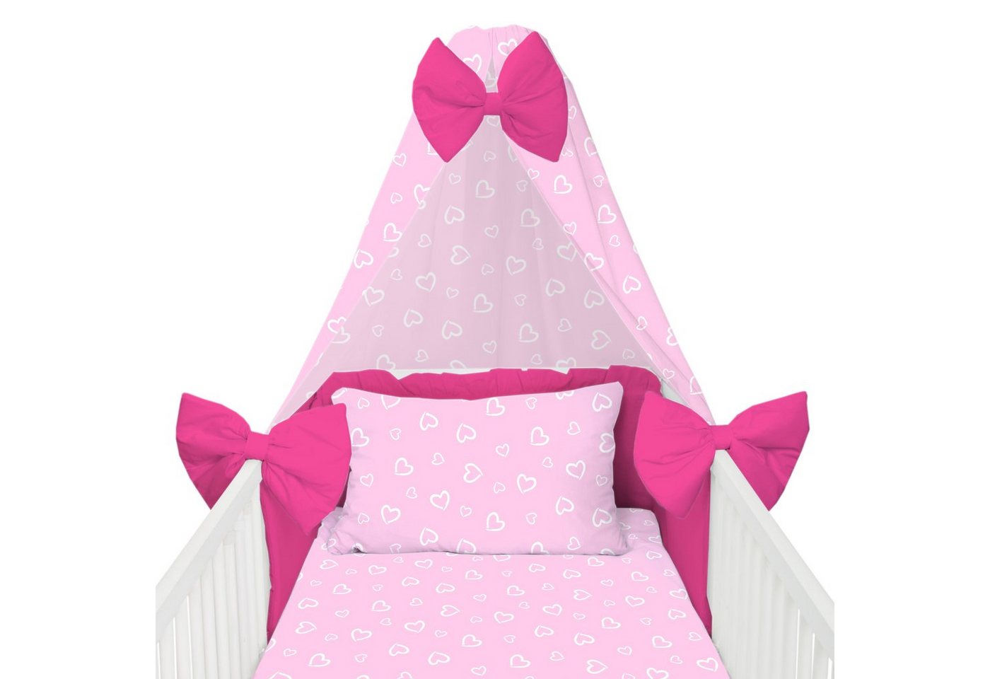 Babybettwäsche Kinderbettwäsche 100x135 Set - Kissenbezug 40x60 - Betthimmel, Amilian, Vollstoffhimmel von Amilian