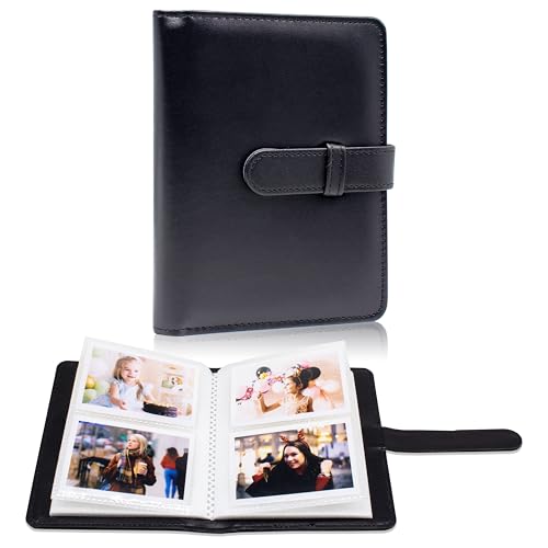 64 Taschen Fotoalbum Buch für 2x3 Inch Film - Mini kleine Alben für Fujifilm Instax Mini Sofortbildkamera, für Polaroid Hi-Print Bilder, Kpop Fotokartenhalter Binder (Black) von Amimy