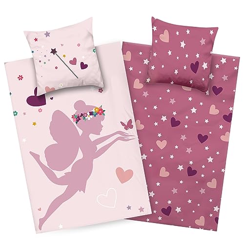 Aminata kids Biber Bettwäsche 135x200 Mädchen Fee Baumwolle Feen-Motiv, Reißverschluss warm & kuschelig, Flanell-Winter-Bettwäsche-Set - Wendebettwäsche Aminata kids Biber Bettwäsche 135x200 Mädchen Fee Baumwolle Feen-Motiv, Reißverschluss warm & kuschelig, Flanell-Winter-Bettwäsche-Set - Wendebettwäsche von Aminata kids