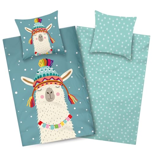 Aminata kids Biber Bettwäsche 135x200 Mädchen Lama Baumwolle Reißverschluss warm & kuschelig, Flanell-Winter-Bettwäsche-Set - Wendebettwäsche Alpaka-Motiv Aminata kids Biber Bettwäsche 135x200 Mädchen Lama Baumwolle Reißverschluss warm & kuschelig, Flanell-Winter-Bettwäsche-Set - Wendebettwäsche Alpaka-Motiv von Aminata kids