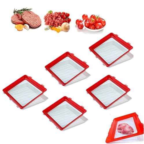 Amini Frischhaltebox Frischhaltedosen für Wurst Creative Food Preservation Tray Vakuum Frische Aufbewahrung Tablett Mit Elastischen Film Schnalle Dichtung Vorratsbehälter Set Küchenhelfer (5pcs) von Amini