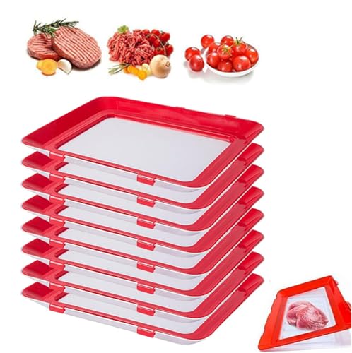 Amini Frischhaltebox Frischhaltedosen für Wurst Creative Food Preservation Tray Vakuum Frische Aufbewahrung Tablett Mit Elastischen Film Schnalle Dichtung Vorratsbehälter Set Küchenhelfer (8pcs) von Amini