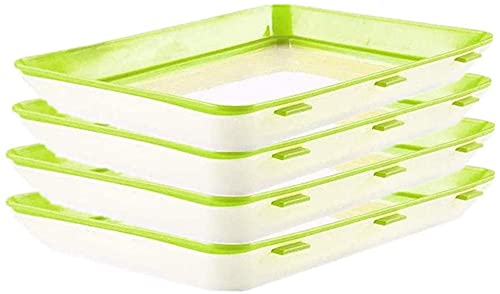Amini Frischhaltedose Aufschnittboxen Lebensmittelkonservierungsschale Aus Kunststoff wiederverwendbarer Kreative Lebensmittelkonservierung Tablett Schnalle Dichtung Vorratsbehälter Set (Grün-4pcs) von Amini