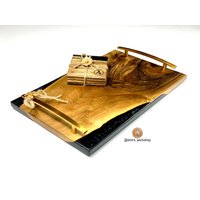 Nussbaum Und Epoxy Servierbrett Mit Untersetzer - Im Set Verkauft von AmirsWorkshopCanada