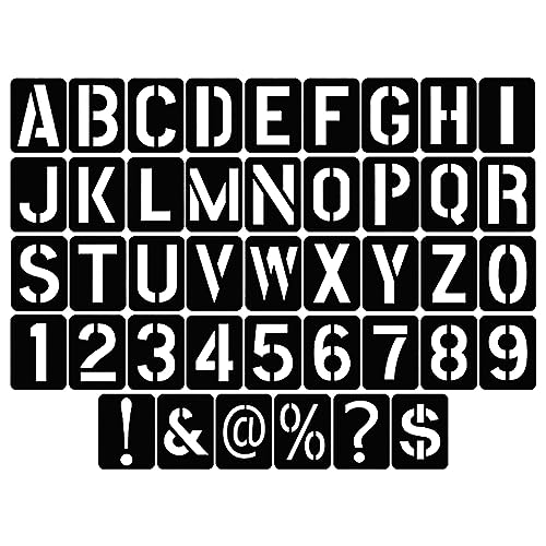 Buchstaben Schablone Set, 42 Stück Wiederverwendbare Buchstaben Schablone Kunststoff, Zahlen Schablonen Kunst Alphabetschablone Buchstaben Handwerk für DIY Malerei Holz Wand Papier(7,6 * 10cm) von Amissz