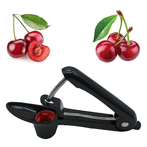 Kirschentkerner Kirschkernentferner, Kirschentsteiner Obst Cherry pitter Remover Olive Corer Entfernen Pit Samen Gadget Stoner, Edelstahl Kirschentsteiner für Schnell Entfernen Früchtsteinen,Schwarz von Amissz