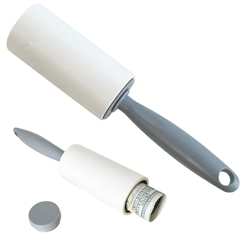 Fusselrolle Mit Geheimfach, Geheimer Geldsafe Lint Roller, Geld Hider Lint Roller, Wiederverwendbarer Geldversteck, Geldschmuckaufbewahrung (Weiß und Grau) von Amllaing