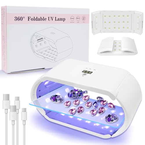 Amlope Doppelseitige UV Harzlampe Harz Aushärtungslampen zur Harzhärtung 48W UV Lampen zur Harzhärtung Schnellhärtung mit LED Anzeige 4 Timer UV Lampe für DIY,Harz, Formen, Schmuckherstellung von Amlope