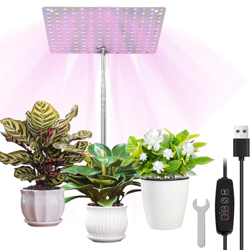 Amlope Pflanzenlampe LED Vollspektrum Wachstumslampe für Zimmerpflanzen mit Zeitschaltuhr 178 LEDs Höhenverstellbar 3 Farben Pflanzenlicht mit 3/9/12 Timer 10 Helligkeitsstufen 180° Winkelverstellung von Amlope