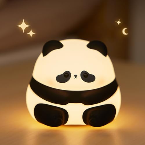 AmmToo Nachtlicht Kinder Panda Nachtlampe -Panda Lampe Dimmbar Timer, Touch-Steuerung Silikon Nachtlicht Baby, USB-Aufladbar Niedliche Panda Lampe, Cute Nachtlicht Kinderzimmer Deko von AmmToo
