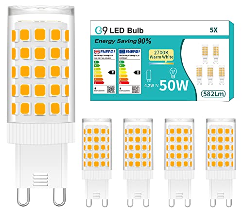 G9 led warmweiß 2700K LED Lampe 4.2W ersetzt 50W Halogenlampen, Super Hell G9 led leuchtmittel 582LM, Led Birne AC 230V von AmmToo