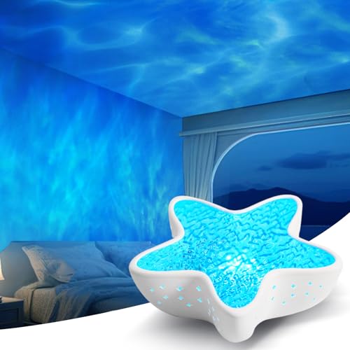 LED Sternenhimmel Projektor mit Aurora Effekt – Polarlicht Lampe für Kinder & Erwachsene, Wasserwellen Nachtlicht mit Stufenlos Dimmbar, Seestern Projektor Ocean Mood Light Zimmer Deko Wohnzimmer von AmmToo