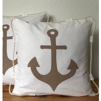 1x Landhausstil Kissenhülle, Kissenbezug, Dekokissen Anker+Kordel Weiß/Beige 50x50cm 1x Landhausstil Kissenhülle, Kissenbezug, Dekokissen Anker+Kordel Weiß/Beige 50x50cm von Ammerkind