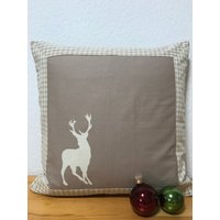 1x Landhausstil Kissenhülle Kissenbezug Weihnachten Beige/Braun 50x50cm von Ammerkind