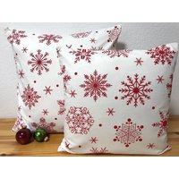 1x Landhausstil Kissenhülle Kissenbezug Weihnachten Rot/Weiß 50x50cm von Ammerkind