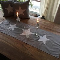 1x Landhausstil Tischläufer, Tischdecke 3 Sterne Grau/Weiß von Ammerkind