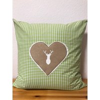 Landhausstil Kissenhüllekissenbezug Grün/Beige Kariert 40x40cm von Ammerkind